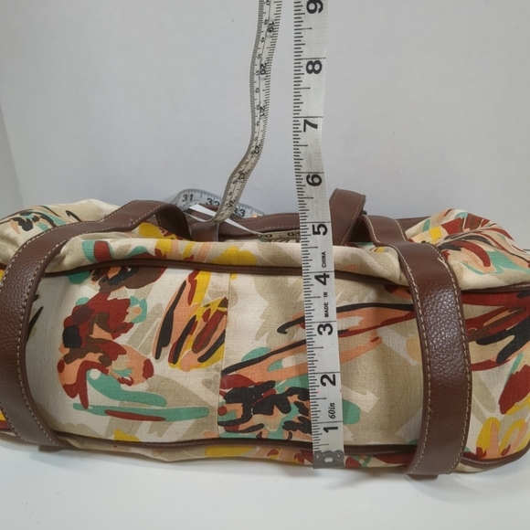 New York & Company Brown And Floral Fabric/ Faux Leather Handbag - Picture 6 of 9